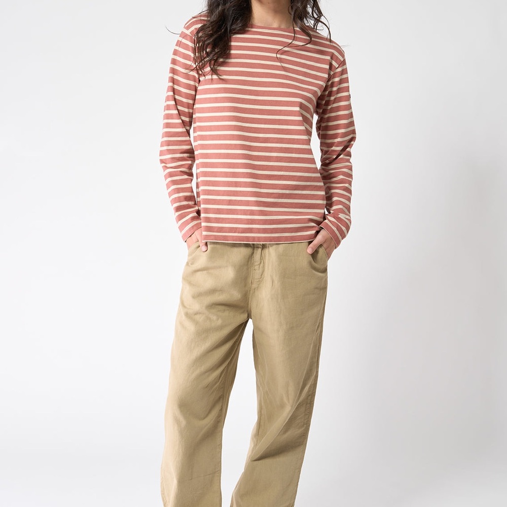 Batela long sleeve sailor striped rose pink T-shirt 38-M NWOT